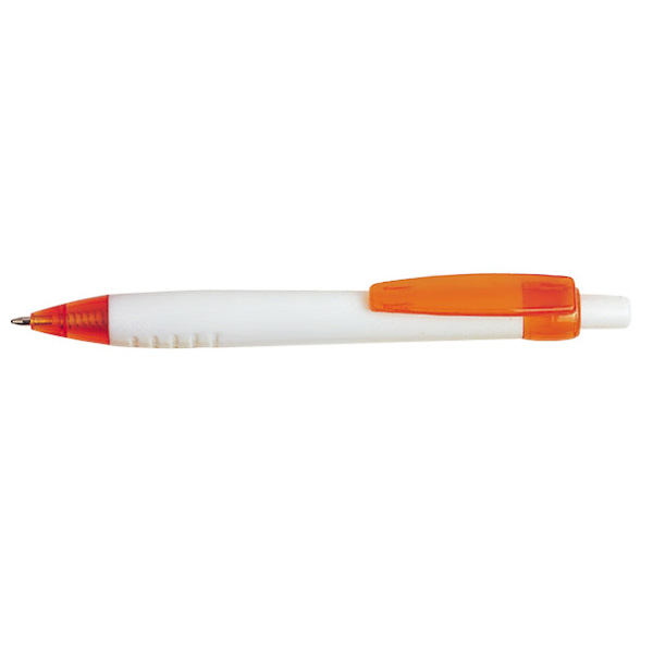 whiteorange Retractable Ballpoint Pen